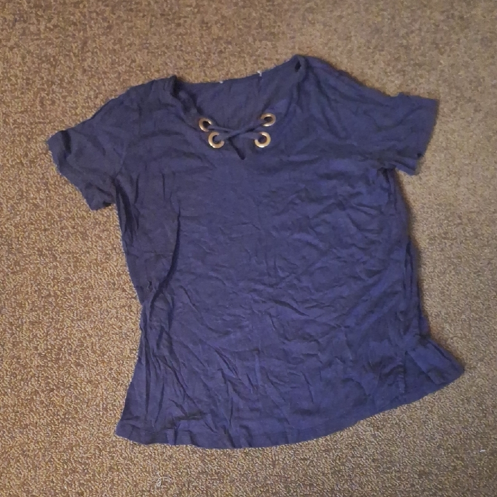 Michael Kors Navy Lace-Up Tee